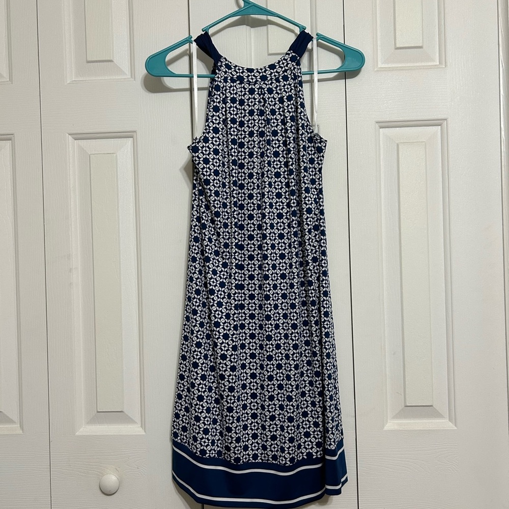 Mud Pie Navy and White Geometric Midi Dress